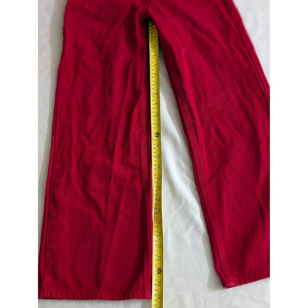 Princess Polly XX Red Wide Leg High Waisted Denim Jeans Juniors Womens Size 0 - Picture 15 of 16